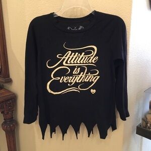 DIRTEE HOLLYWOOD Girls Black Graphic Top Size 14Y
